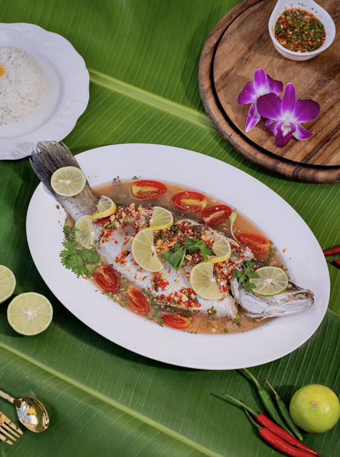 Steamed Sea Bass in Lime Sauce